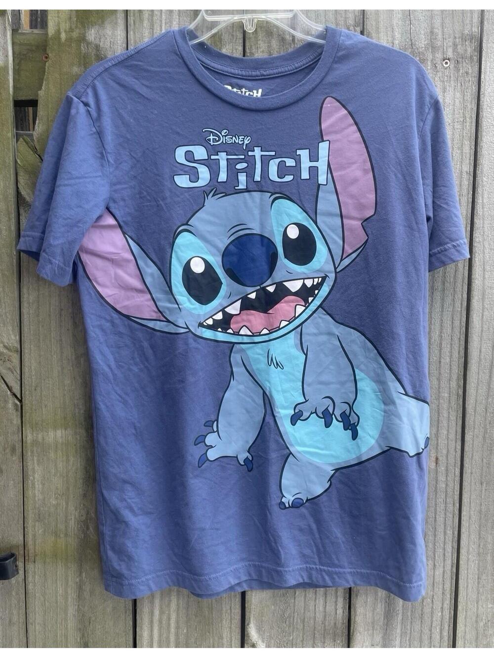 lilo stitch M Blue Short Sleeve Tshirt Front Back Print Women Disney